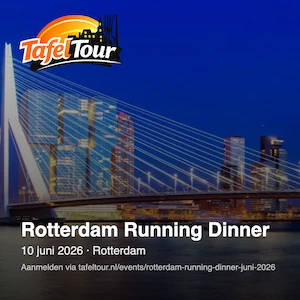 Voorbeeld Instagram-post voor Running Dinner Rotterdam juni 2026